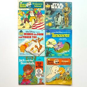 Vintage Read Along Book & Record Set of 6 including Star Wars